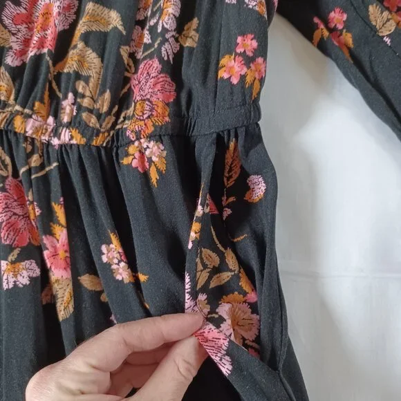 Torrid Mini Challis Shirt Dress Black Pink Floral Flowy Rayon Plus Size 2X 2 - Picture 5 of 12